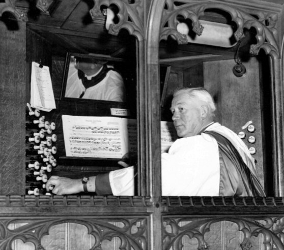 Stanley playing the organ at St Werburgh’s Church in Derby