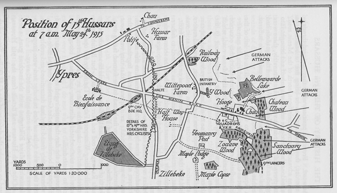 Map by Captain C Shaw (15th Hussars) from The History of The Kings Hussars 1914-1922