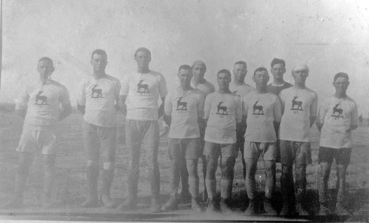 A photograph of the Battalion football team brought back by George,. Notice the antelope crest of the Warwickshires.. With thanks to Alan Clipston