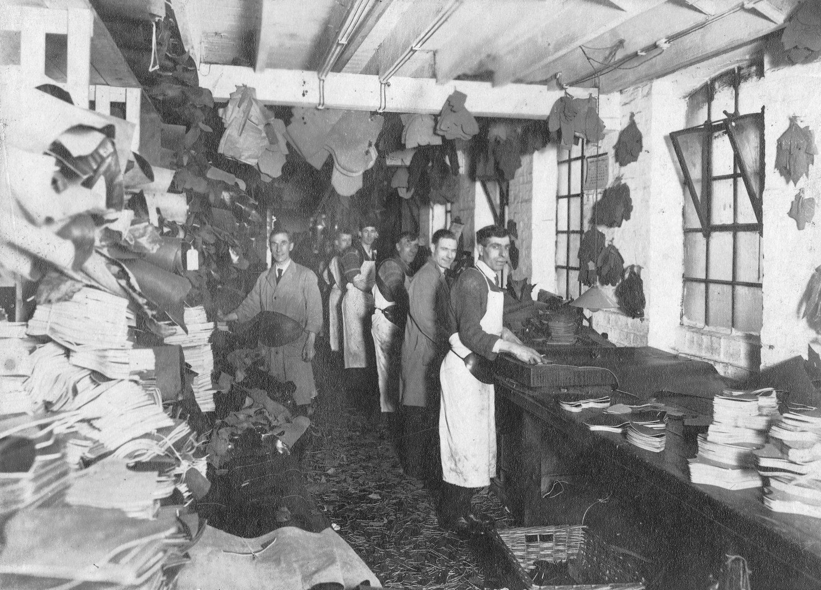 John (third from right) in Clicking Department of John Horrell & Sons Ltd (1929).