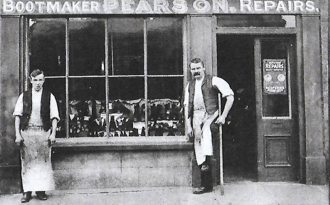 Cecil with his employer John Pearson outside the March shop