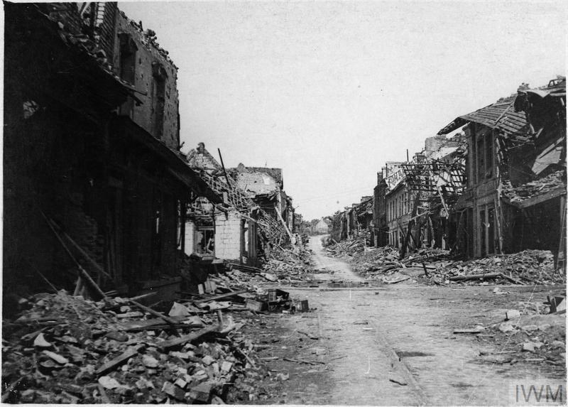 Ruined principal street of Lieven 15th July 1917. ©IWM 78490