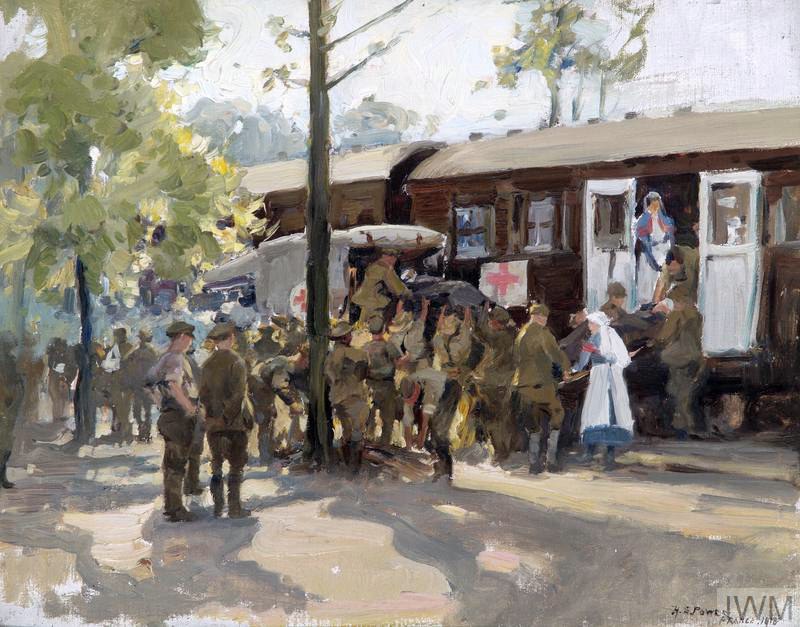 A Red Cross Train, France by H. Septimus Power 1918: Australian War Artist.