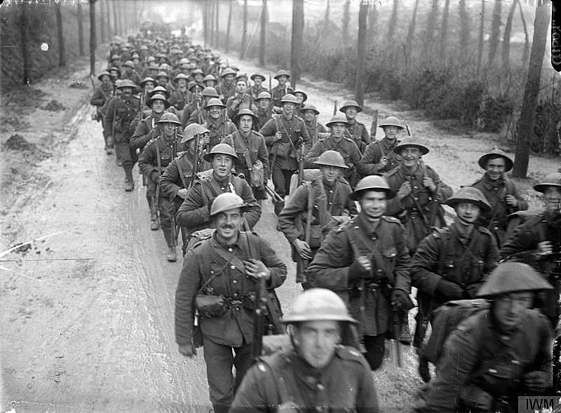 10th Battalion Royal Fusiliers marching to the trenches St Pol, November 1916