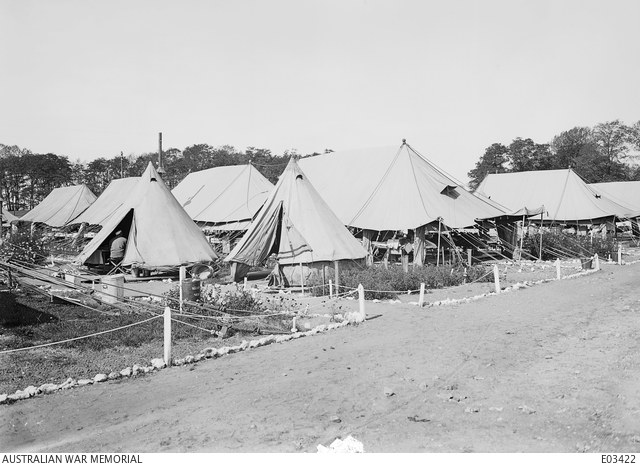The tented wards at 1st Australian General Hospital at Rouen (E03422).