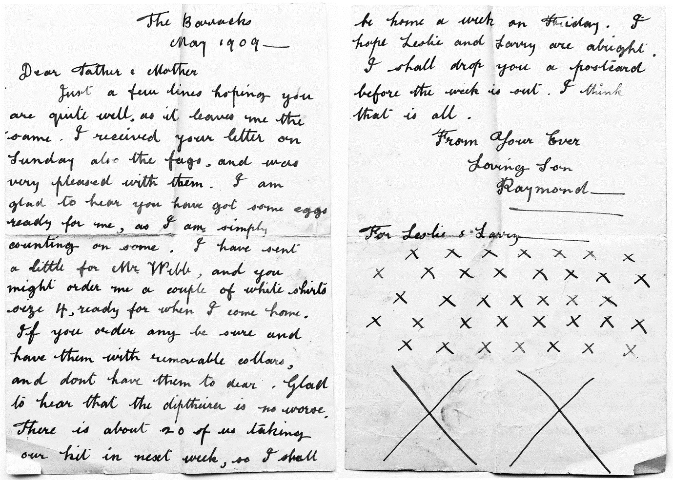 Letter from Raymond May 1909