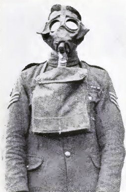 British soldier wearing a Small Box Respirator From Medical Service: Diseases of the War (HMSO 1923). en.wikipedia.com.