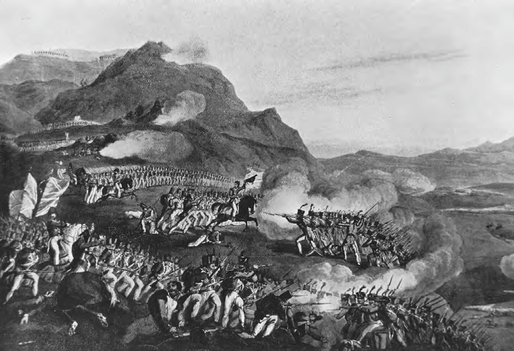 British and Portuguese infantry deployed in line on the ridge of Bussaco (27th September 1810) By Thomas S. St Clair [Public domain] via Wikipedia Commons