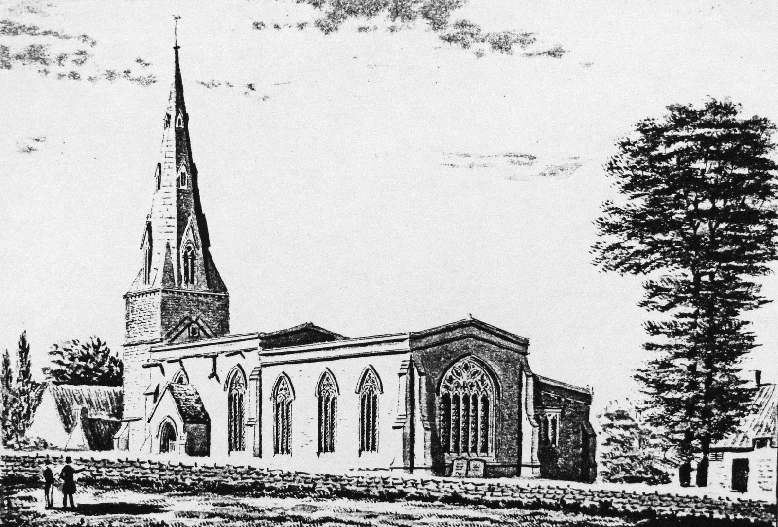 Ringstead Church from the south-east in 1847 by George Clarke The church looks neat and tidy here but was soon said to be in an almost ruinous state With the kind permission of Northamptonshire Record Office (Ref NAS 51)