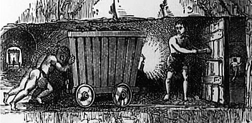 This is an earlier drawing but although very young children had been stopped from working underground the trapper’s life would have been little changed.