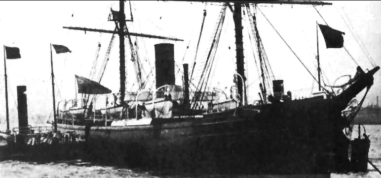 S.S. Samaria The Samaria, built in 1868, was in the Cunard Line and was an 'intermediate ship' with an iron hull and steam engine but still with two masts for sail. With the kind permission of .