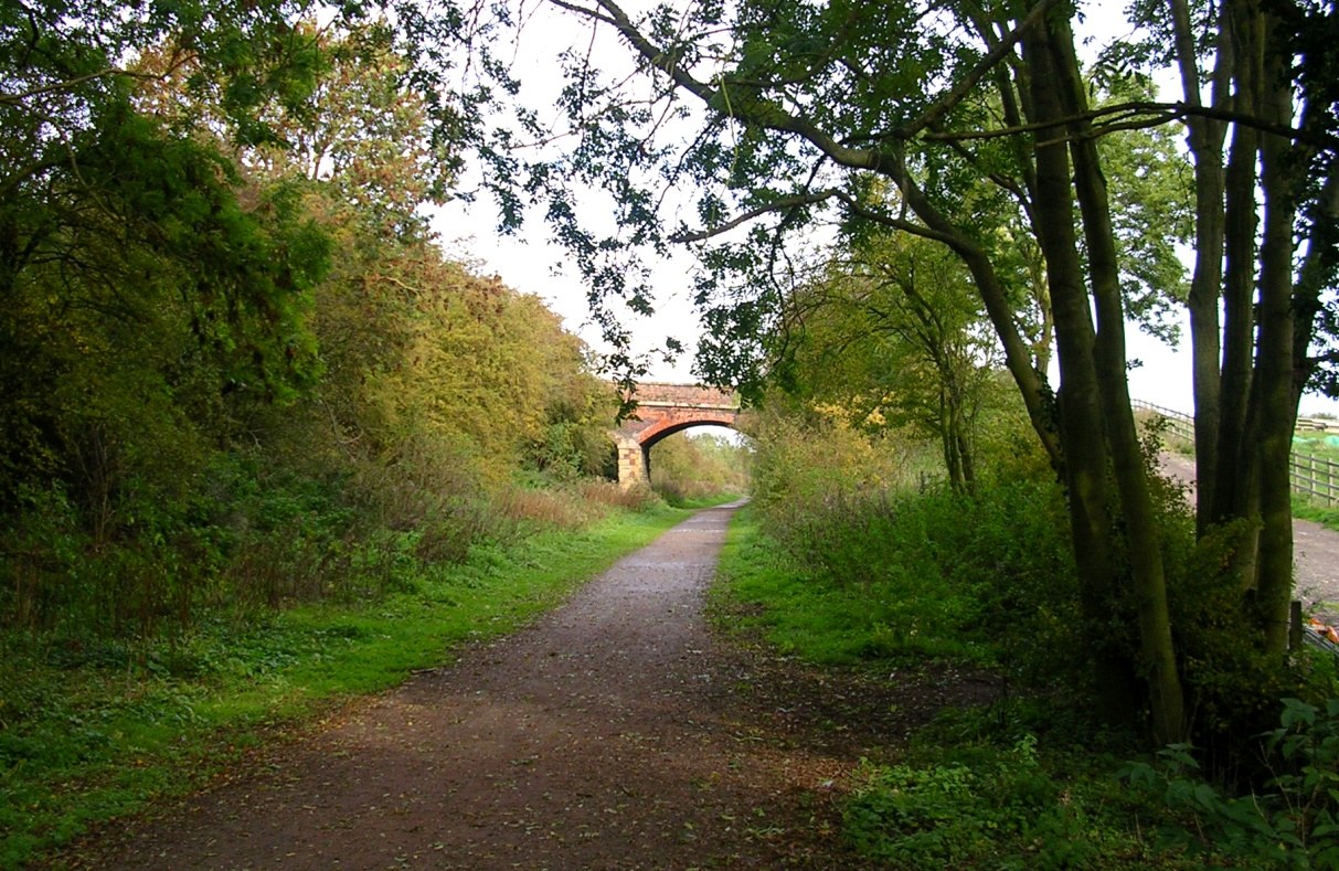 The site of the original track bed, looking towards the road bridge near Willy Watt Mill. This is on the horizon in the original 1847 drawing