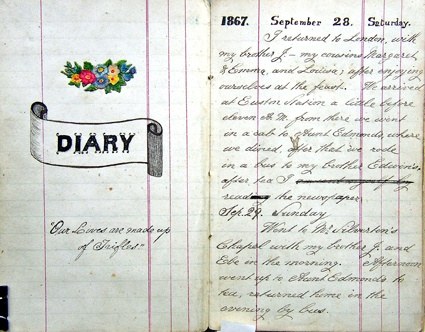 First Entry in Diary. With the kind permission of Muriel Pack.